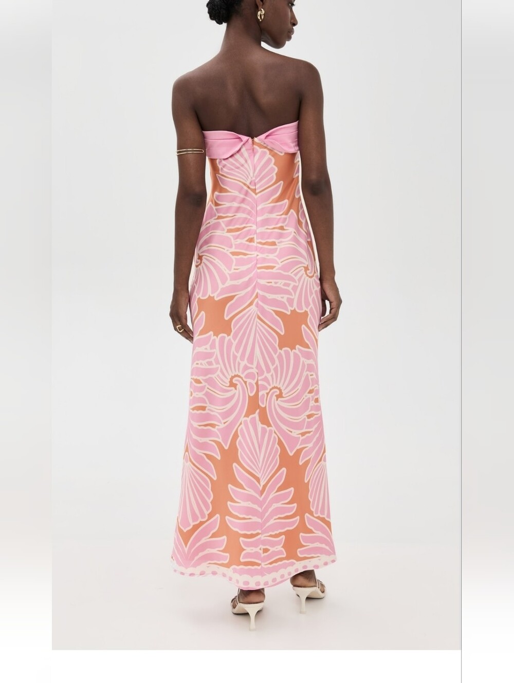 Strapless Pink Shell-Print Maxi Dress - Picture 2 of 6